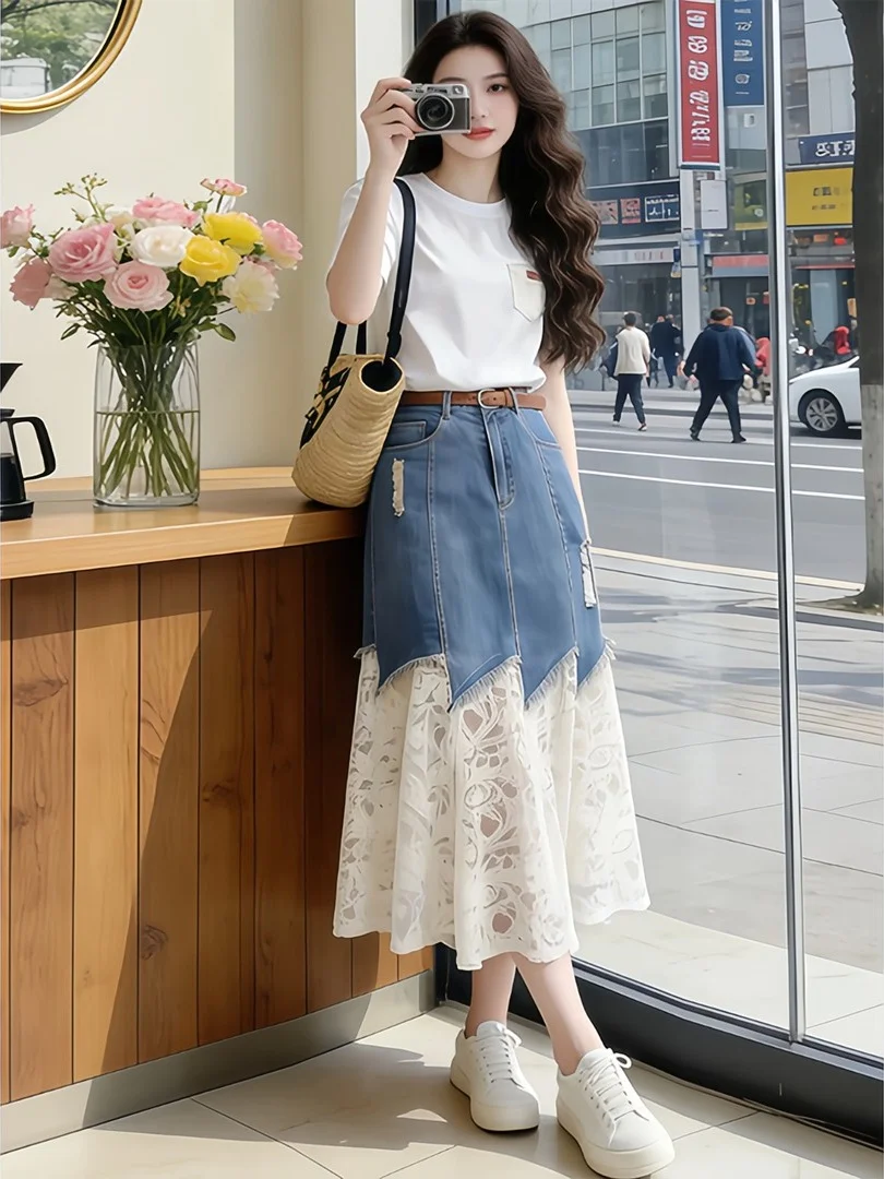 Korean Style Simple Short Sleeve T-Shirt And Lace Half Skirt Two-Piece Set Summer Fashion Women's Clothing Breathable Casual ...
Korean Style Simple Short Sleeve T-Shirt And Lace Half Skirt Two-Piece Set Summer Fashion Women's Clothing Breathable Casual ...