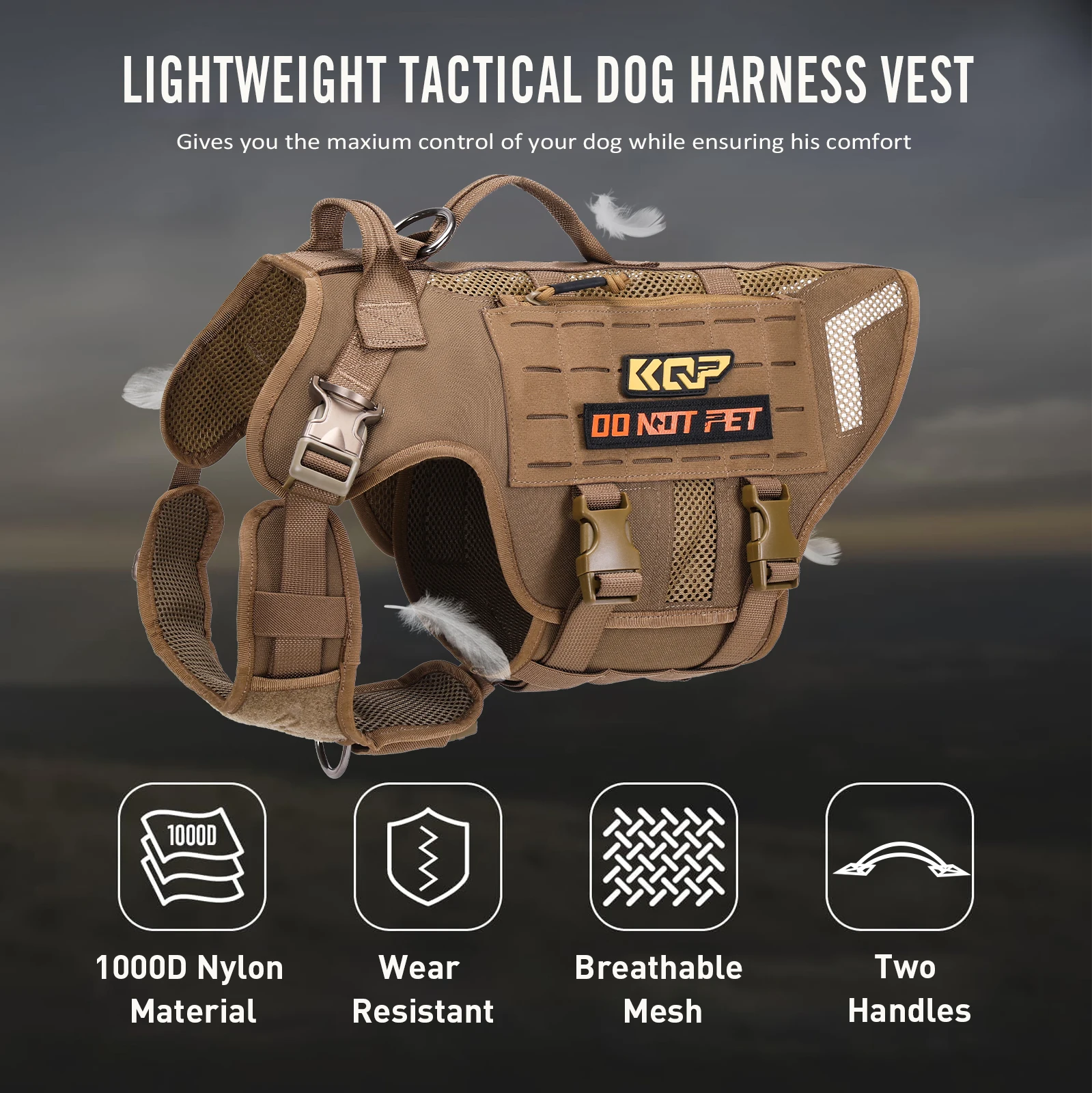 KQP Adjustable Tactical No Pull Dog Harness 1000D Nylon Breathable Mesh MOLLE Metal Buckle Do Not Pet Patch for Medium-Large Dog
KQP Adjustable Tactical No Pull Dog Harness 1000D Nylon Breathable Mesh MOLLE Metal Buckle Do Not Pet Patch for Medium-Large Dog