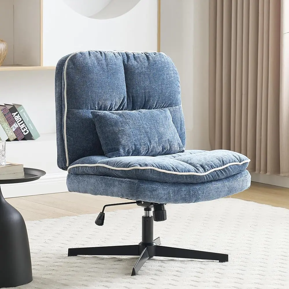Arml Home Office Desk Chair No Castors, Modern Double Padded Ergonomic Vanity Chair, Height Adjustable Cushioned Blue Swivel 
Arml Home Office Desk Chair No Castors, Modern Double Padded Ergonomic Vanity Chair, Height Adjustable Cushioned Blue Swivel