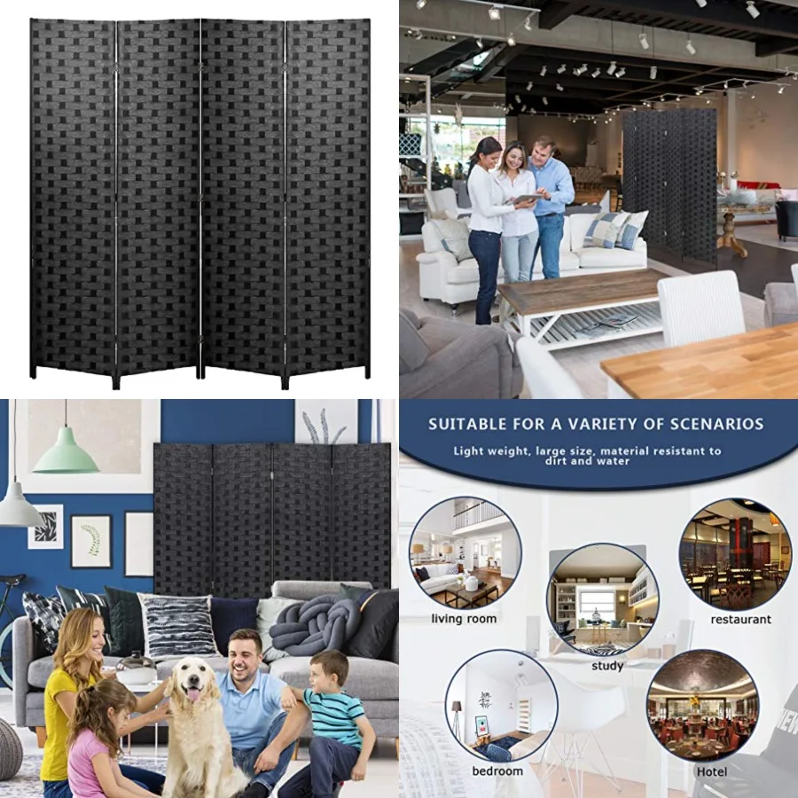 Room Divider 6FT Wall Divider Wood Screen 4 Panels Wood Mesh Hand-Woven Design Room Screen Divider Indoor Folding Portable Partition Screen,Black
Room Divider 6FT Wall Divider Wood Screen 4 Panels Wood Mesh Hand-Woven Design Room Screen Divider Indoor Folding Portable Partition Screen,Black
