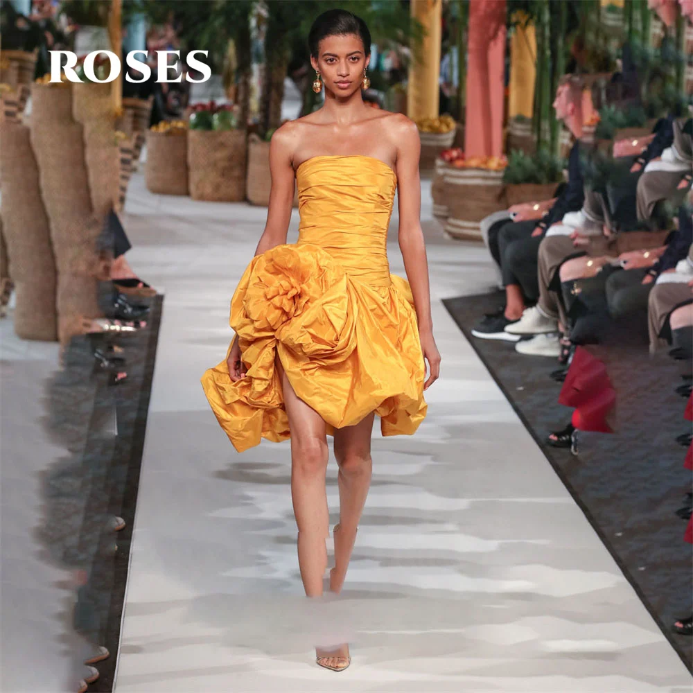 ROSES Yellow A-Line Prom Dress Strapless 3D Flowers Celebrity Dresses Women's Evening Dress Above Knee Formal Dresses Customized
ROSES Yellow A-Line Prom Dress Strapless 3D Flowers Celebrity Dresses Women's Evening Dress Above Knee Formal Dresses Customized