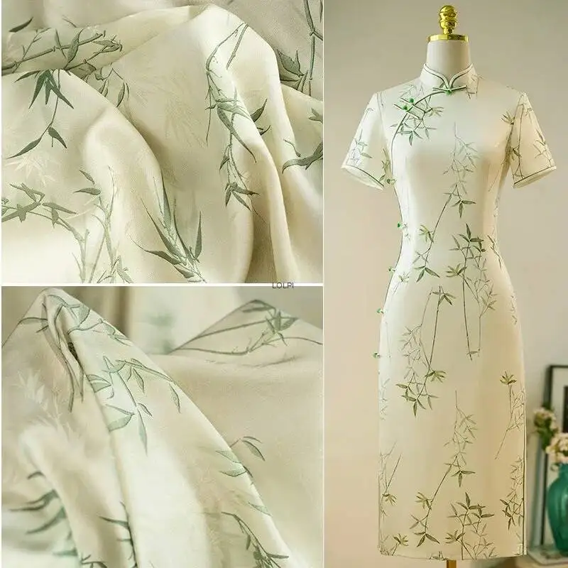 Bamboo Leaf Green Cheongsam Fabric Plant Pattern Creative Printing And Dyeing National Style Cheongsam Dress Designer Fabric
Bamboo Leaf Green Cheongsam Fabric Plant Pattern Creative Printing And Dyeing National Style Cheongsam Dress Designer Fabric