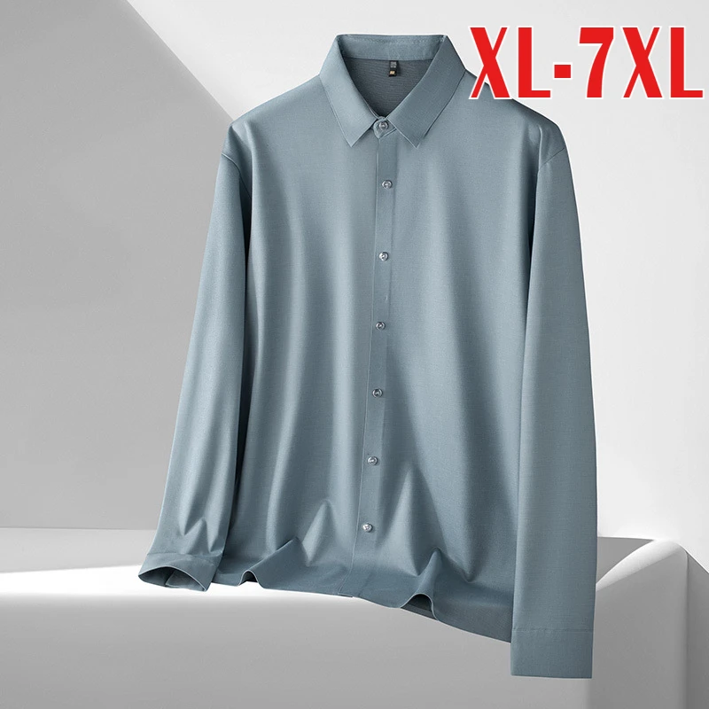2025 Elasticity Spring Autumn Men's Shirts Luxury Turn Down Collar Long Sleeve Solid Color Seamless Male Shirts Plus Size 7XL
2025 Elasticity Spring Autumn Men's Shirts Luxury Turn Down Collar Long Sleeve Solid Color Seamless Male Shirts Plus Size 7XL