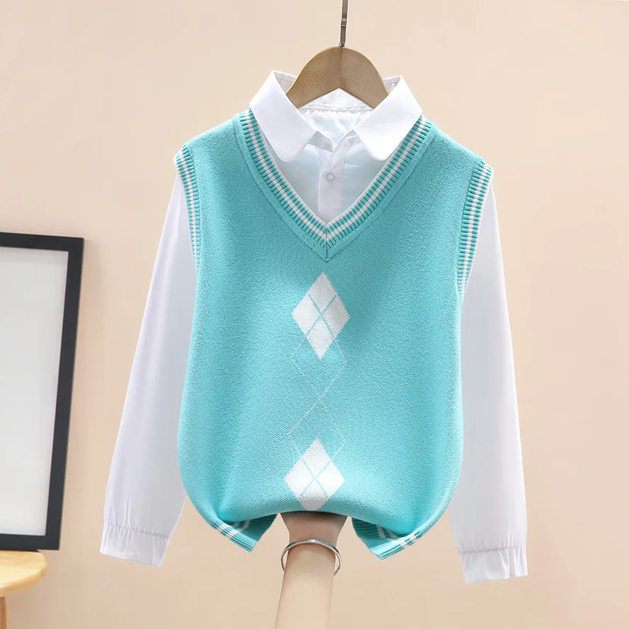 New Spring Girls Polo Collar Vest Sweater School Uniform Kids Knitted Warm Casual Pullovers Child Age 4-15 Y Autumn Winter Wear
New Spring Girls Polo Collar Vest Sweater School Uniform Kids Knitted Warm Casual Pullovers Child Age 4-15 Y Autumn Winter Wear