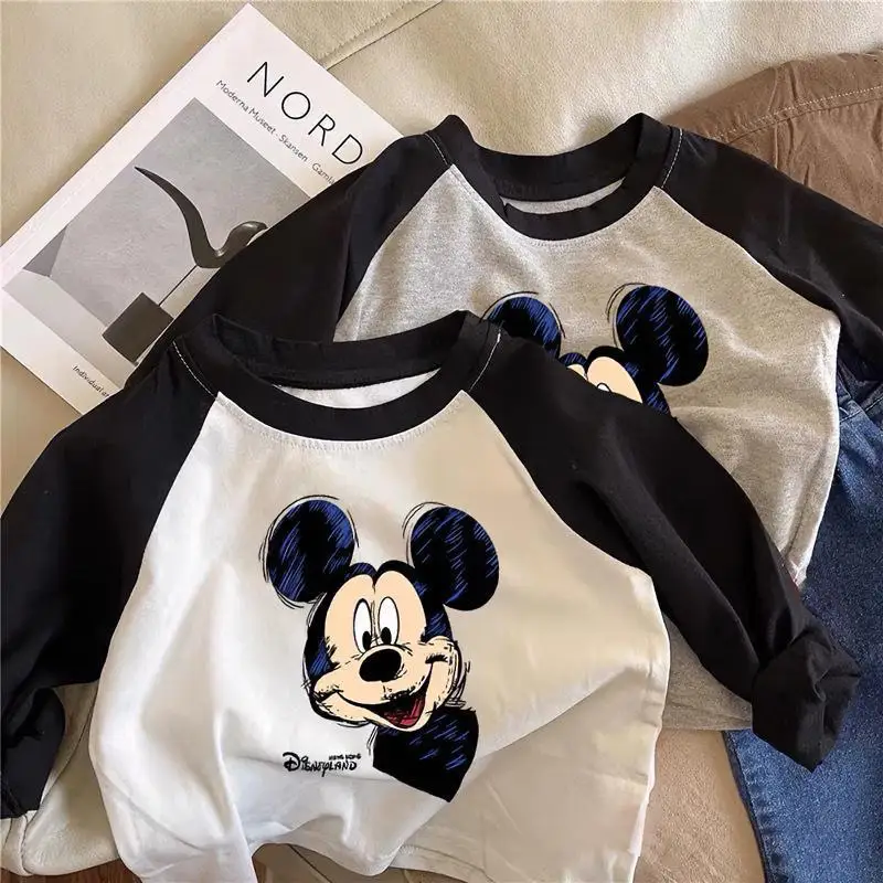 Новая детская футболка Disney с принтом Микки, контрастная рубашка с круглым вырезом, свободный топ из чистого хлопка для мальчиков и девочек 1-3 лет
Новая детская футболка Disney с принтом Микки, контрастная рубашка с круглым вырезом, свободный топ из чистого хлопка для мальчиков и девочек 1-3 лет