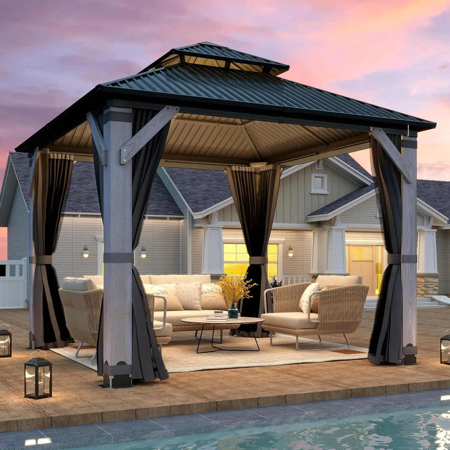 Деревянная беседка размером 10 x 10 дюймов, уличная беседка с деревянными стойками и дверной крышей из оцинкованной стали, беседки на деревянной раме с сеткой
Деревянная беседка размером 10 x 10 дюймов, уличная беседка с деревянными стойками и дверной крышей из оцинкованной стали, беседки на деревянной раме с сеткой