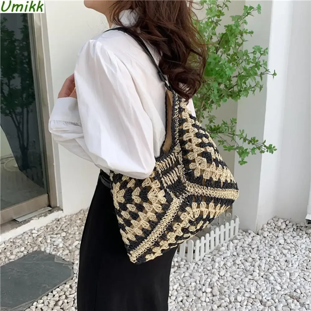 Women Fashion Woven Handbag Large Capacity Straw Woven Tote Bag Weave Straw Bag All-matched Beach Travel Bag
Women Fashion Woven Handbag Large Capacity Straw Woven Tote Bag Weave Straw Bag All-matched Beach Travel Bag