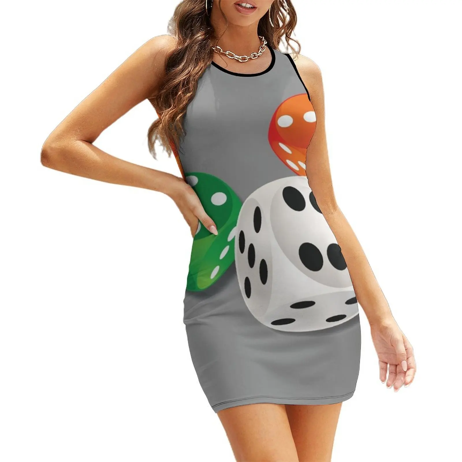 Dice Sleeveless Sundress Dresses for wedding party summer outfits for women 2025 evening dresses women 
Dice Sleeveless Sundress Dresses for wedding party summer outfits for women 2025 evening dresses women