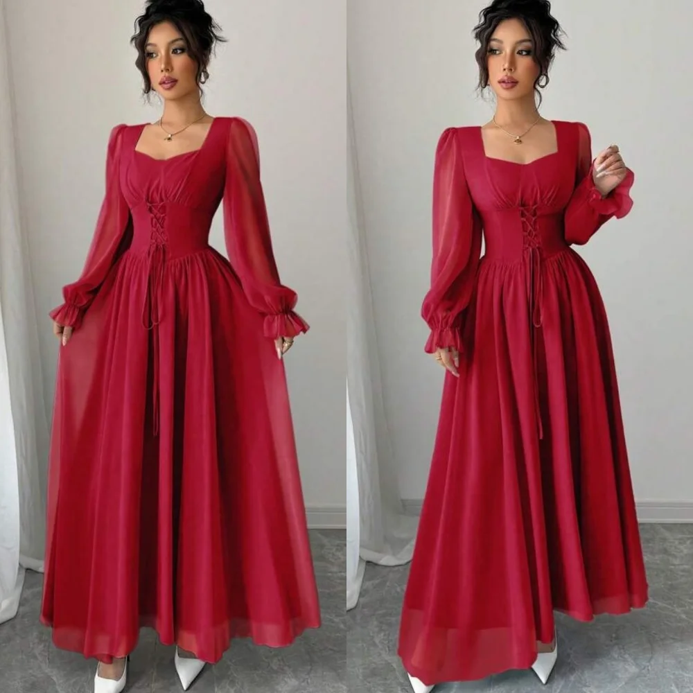 Customized Exquisite Burgundy Chiffon Evening Dress Graceful Square Collar Puff Sleeves Long Sleeves Zipper Back Cocktail Dress
Customized Exquisite Burgundy Chiffon Evening Dress Graceful Square Collar Puff Sleeves Long Sleeves Zipper Back Cocktail Dress