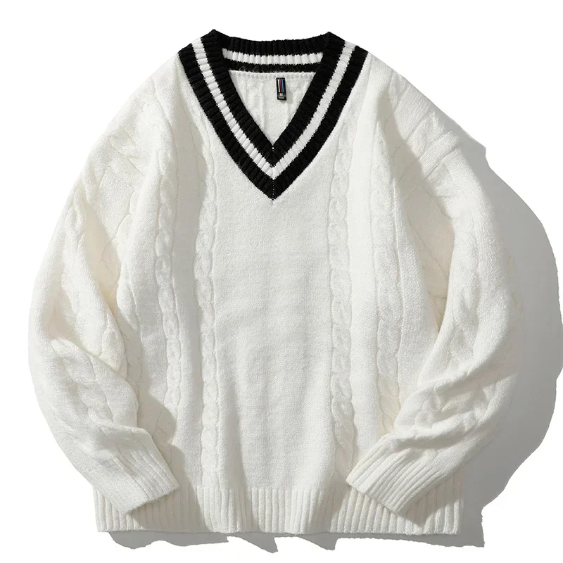 2025 2025 Men's Knitted Pollovers Sweater V-neck Autumn Fashion Clothing Streetwear Striped Collar Long Sleeve England Style
2025 2025 Men's Knitted Pollovers Sweater V-neck Autumn Fashion Clothing Streetwear Striped Collar Long Sleeve England Style