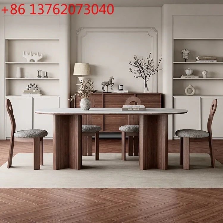 French retro rock slab solid wood dining table oval household small apartment dining table
French retro rock slab solid wood dining table oval household small apartment dining table