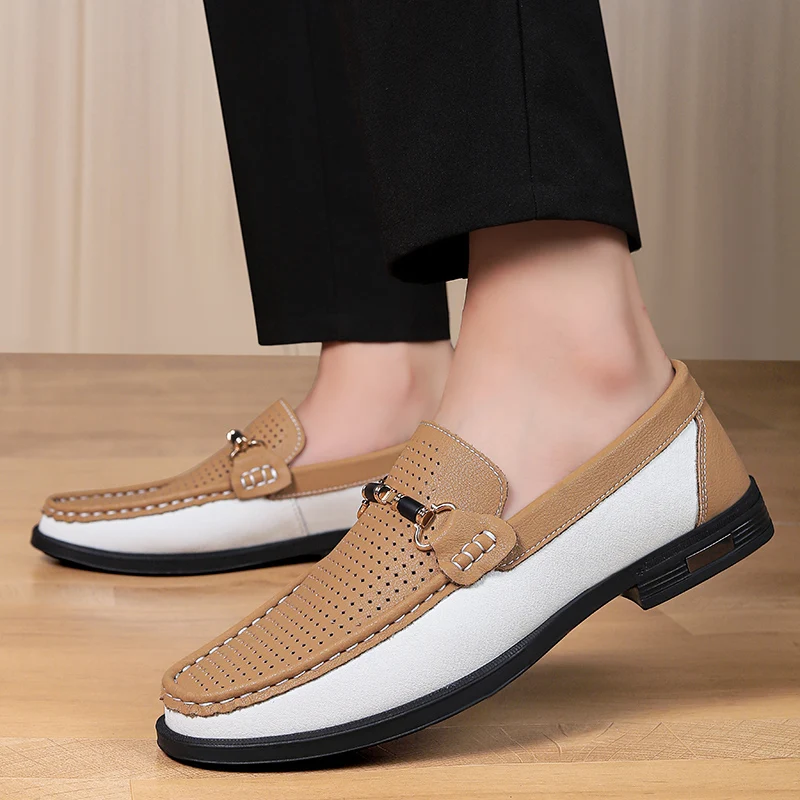 Genuine Leather Punching Business Loafers Men Non-Slip Mens Casual Driving Shoes Low-heel Moccasins Male Leisure Walk Footwear
Genuine Leather Punching Business Loafers Men Non-Slip Mens Casual Driving Shoes Low-heel Moccasins Male Leisure Walk Footwear