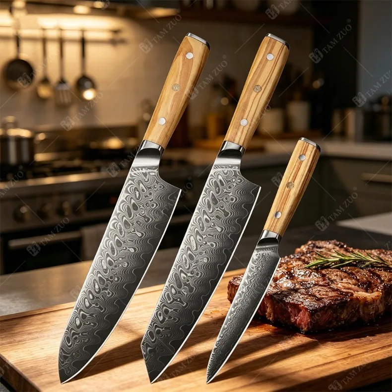 TAMZUO 67-layer Damascus Steel Japanese Chef's Knife Professional Kitchen Slicing Knife Meat Cleaver with Olive Wood Handle
TAMZUO 67-layer Damascus Steel Japanese Chef's Knife Professional Kitchen Slicing Knife Meat Cleaver with Olive Wood Handle