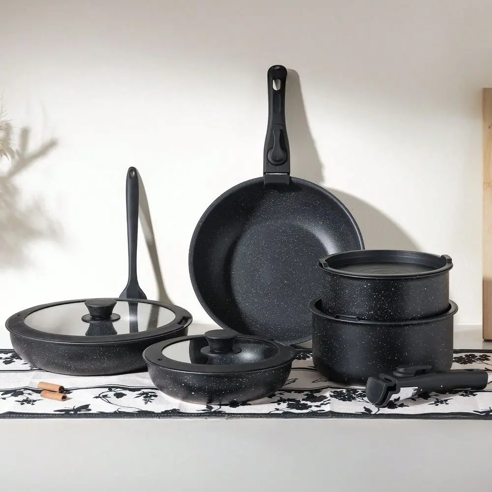 12Pieces Nonstick Pots And Pans Set Kitchen Cookware With Removable Handles Ideal For Home Cooking,Black
12Pieces Nonstick Pots And Pans Set Kitchen Cookware With Removable Handles Ideal For Home Cooking,Black
