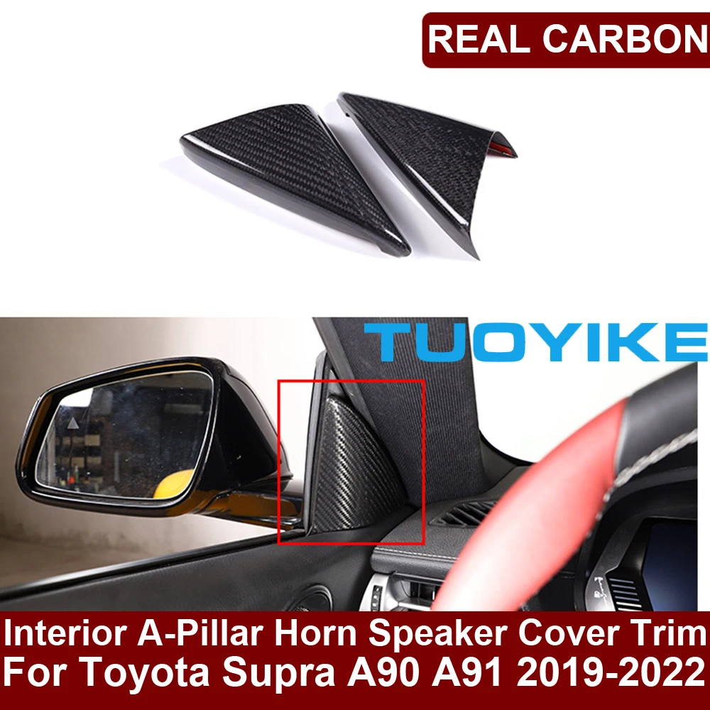 Real Dry Carbon Fiber Interior A-Pillar Audio Horn Speaker Cover Frame Trim Decoration Racing For Toyota Supra A90 A91 2019-22
Real Dry Carbon Fiber Interior A-Pillar Audio Horn Speaker Cover Frame Trim Decoration Racing For Toyota Supra A90 A91 2019-22