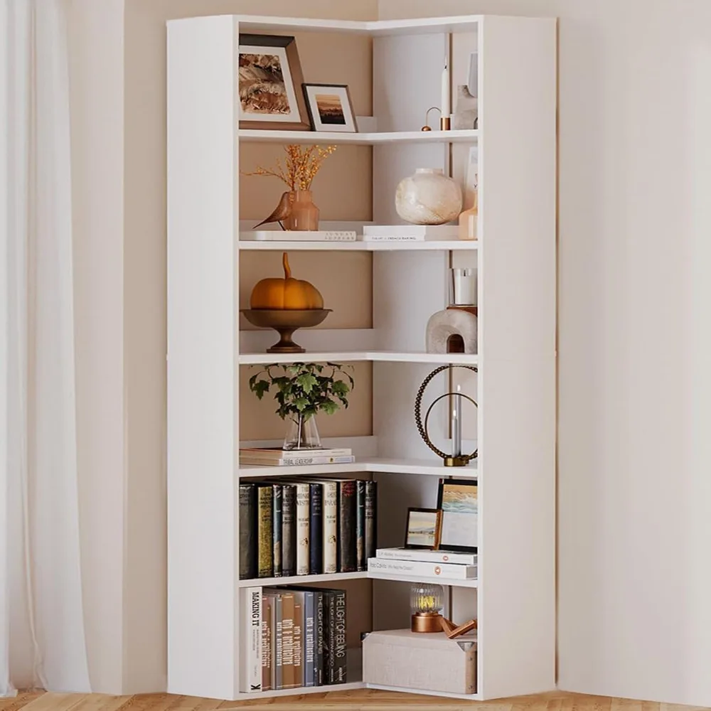 Bookcase 6 Tiers with Baffles, Large Corner Bookshelf, 23.62" Storage Display Rack for Living Room Home Office, White
Bookcase 6 Tiers with Baffles, Large Corner Bookshelf, 23.62" Storage Display Rack for Living Room Home Office, White
