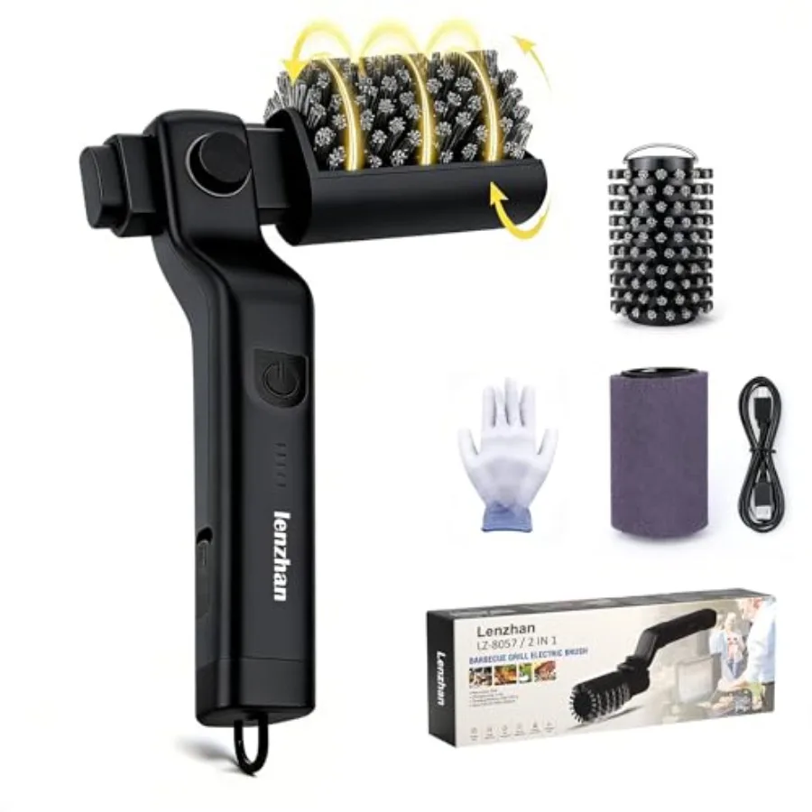 Cordless Electric Grill Brush with Adjustable Angle, 3-Speed Power Motor and Stainless Steel Head - Rechargeable, 90-Min Runtim
Cordless Electric Grill Brush with Adjustable Angle, 3-Speed Power Motor and Stainless Steel Head - Rechargeable, 90-Min Runtim