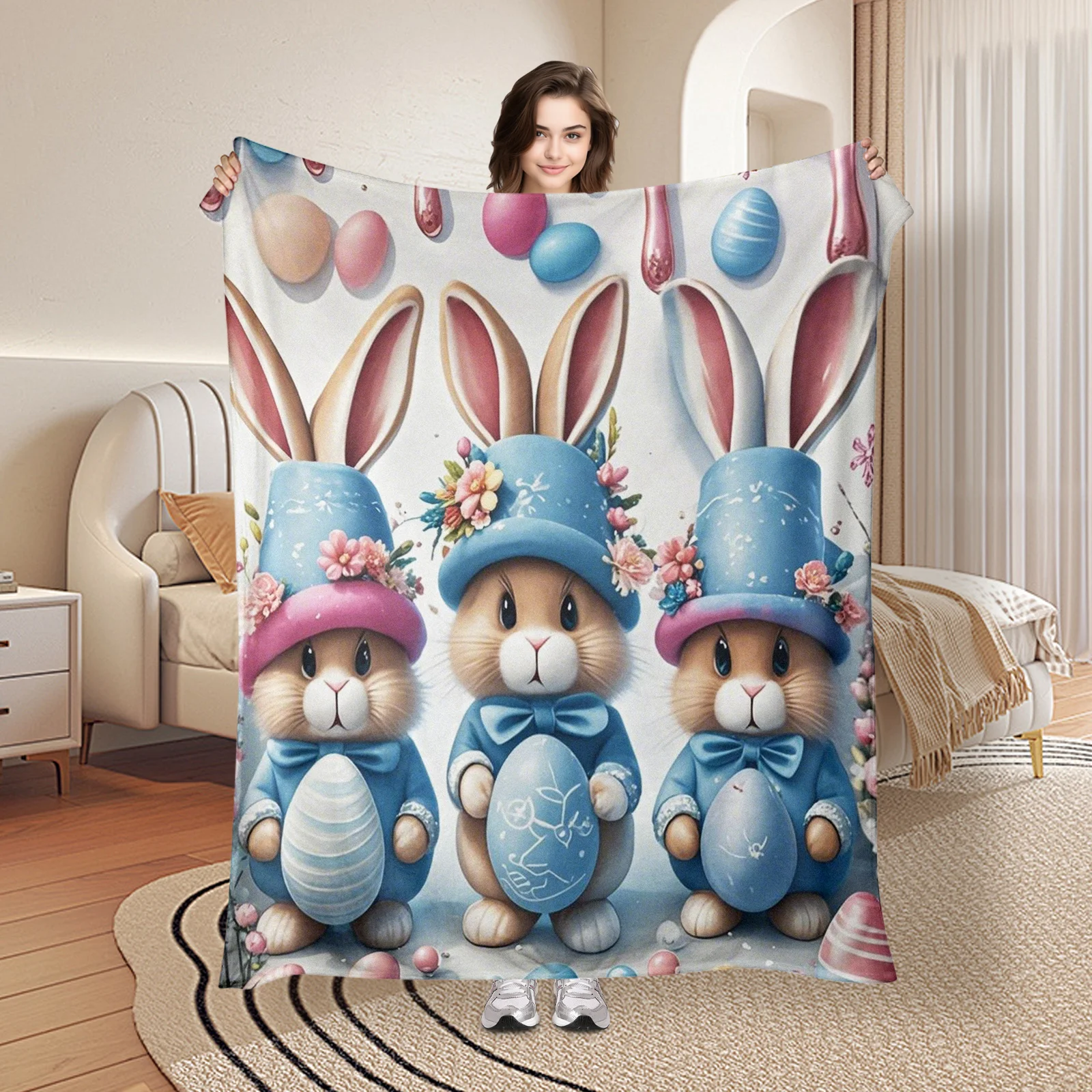 Adorable Rabbit With Easter Egg Design Blue Themed Blanket For A Cheerful And Festive Addition To Your Holiday Home Decor
Adorable Rabbit With Easter Egg Design Blue Themed Blanket For A Cheerful And Festive Addition To Your Holiday Home Decor