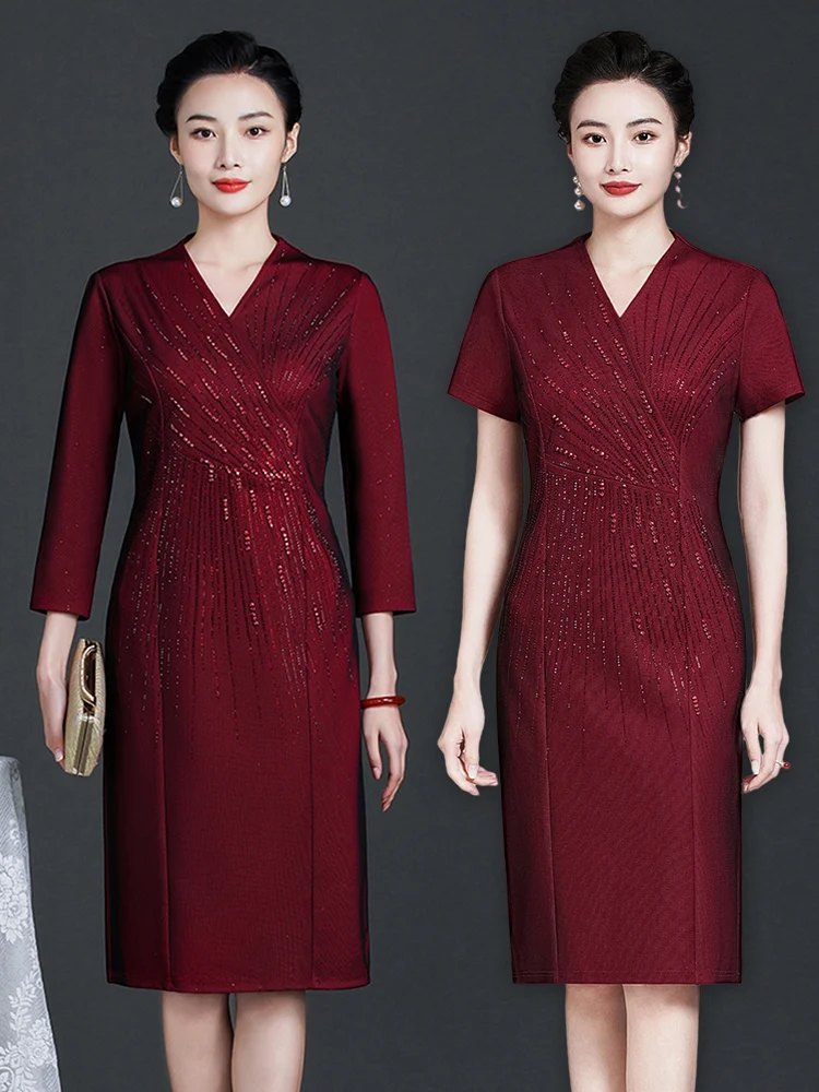 Elegant Wedding Guest Dress 2026 New Summer High-End Long Sleeve V-Neck Polyester Fiber Mid-Length Straight Hemline Warmth
Elegant Wedding Guest Dress 2026 New Summer High-End Long Sleeve V-Neck Polyester Fiber Mid-Length Straight Hemline Warmth