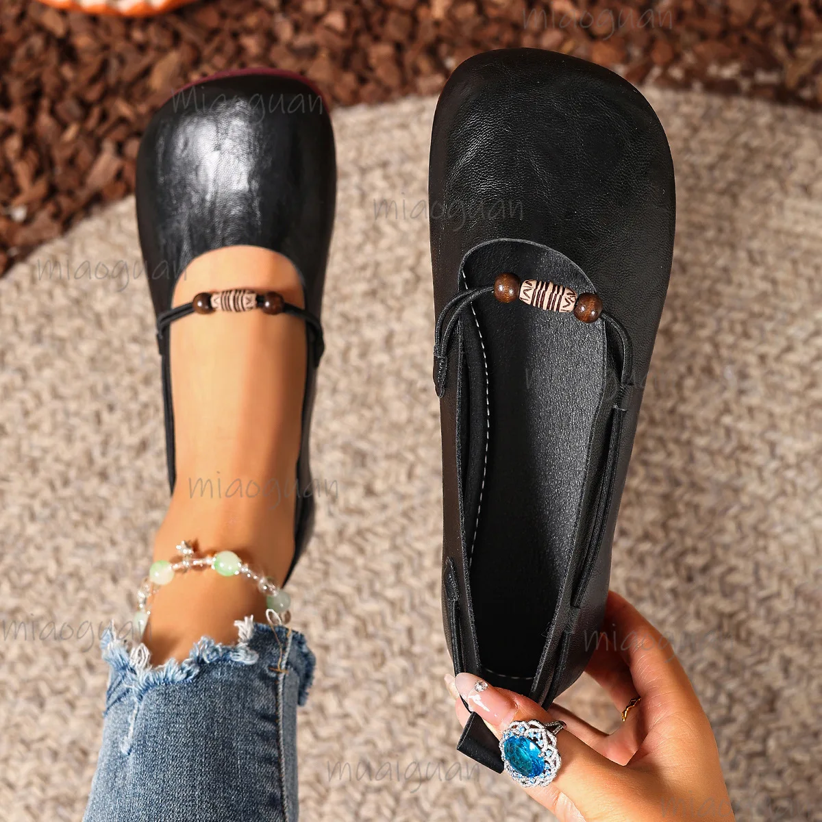 Women Retro Mary Janes Loafers Leather Round Toe String Bead Solid Color Flat Shoes Ladies Fashion Comfort No Slip Footwears
Women Retro Mary Janes Loafers Leather Round Toe String Bead Solid Color Flat Shoes Ladies Fashion Comfort No Slip Footwears