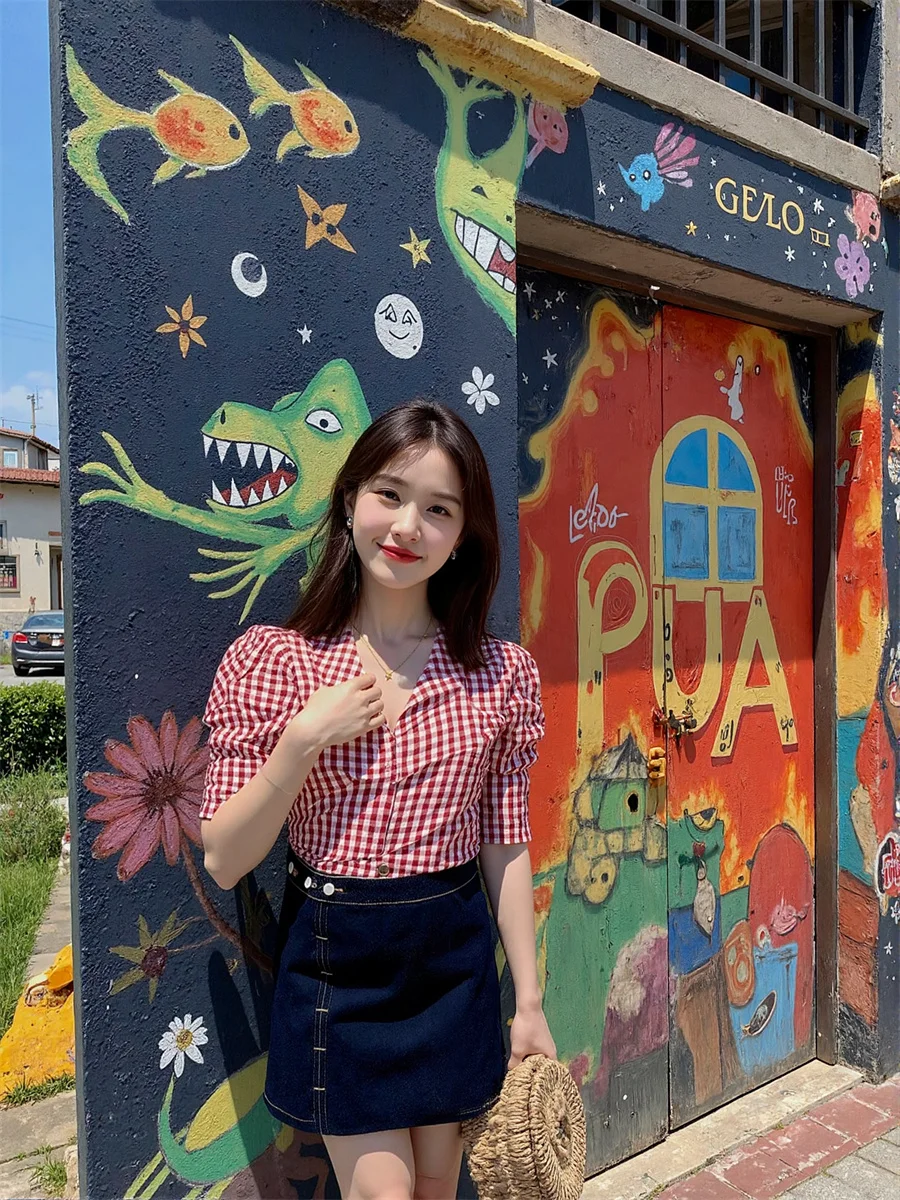 Plaid Puff Sleeve Shirts Elegant Woman Blouses Clothes Women Spring Sweet Buttondown Laides Slouchy Outfit Workout Cute Formal
Plaid Puff Sleeve Shirts Elegant Woman Blouses Clothes Women Spring Sweet Buttondown Laides Slouchy Outfit Workout Cute Formal