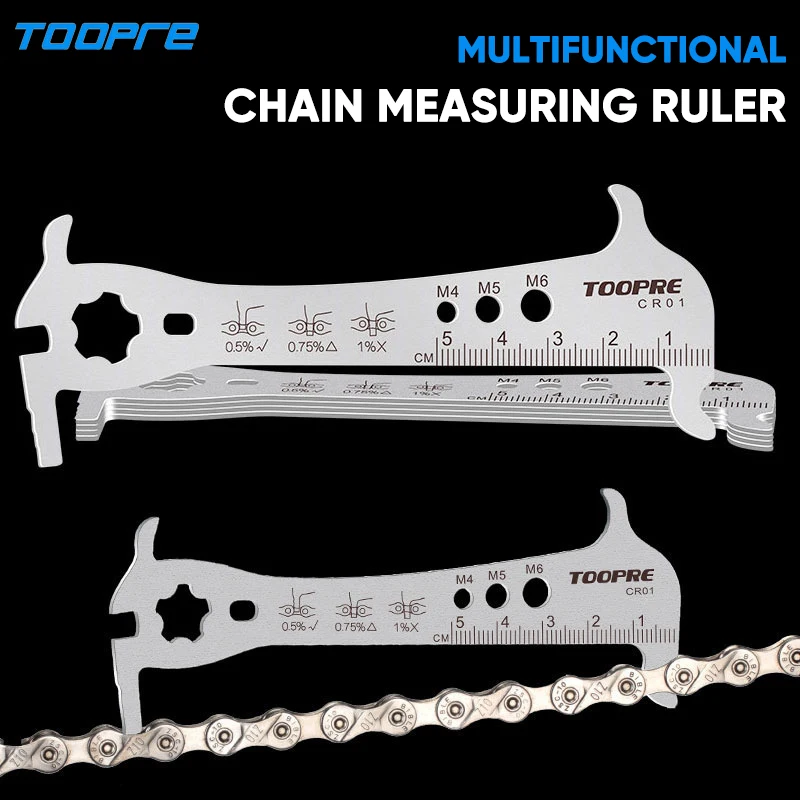 TOOPRE Bike Chain Measure Ruler Multi-function Tool Wear Measurement Screw Diameter Bike Chain Hook Road Valve Core Removal Tool
TOOPRE Bike Chain Measure Ruler Multi-function Tool Wear Measurement Screw Diameter Bike Chain Hook Road Valve Core Removal Tool