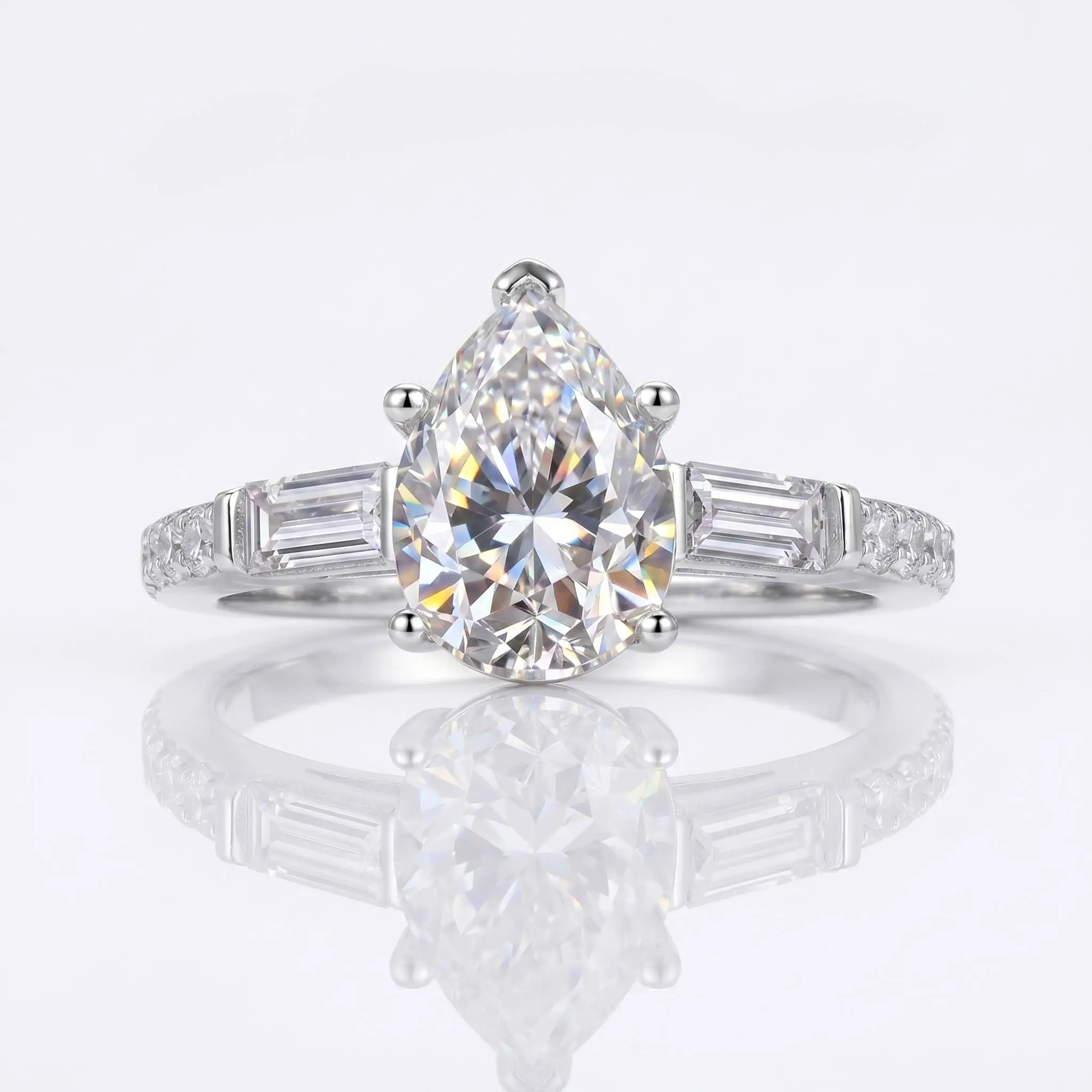 Timeless 2CT Pear Moissanite Engagement Ring S925 Silver D VVS1 Baguette Side Stones Wedding Anniversary Jewelry Gift For Bride
Timeless 2CT Pear Moissanite Engagement Ring S925 Silver D VVS1 Baguette Side Stones Wedding Anniversary Jewelry Gift For Bride