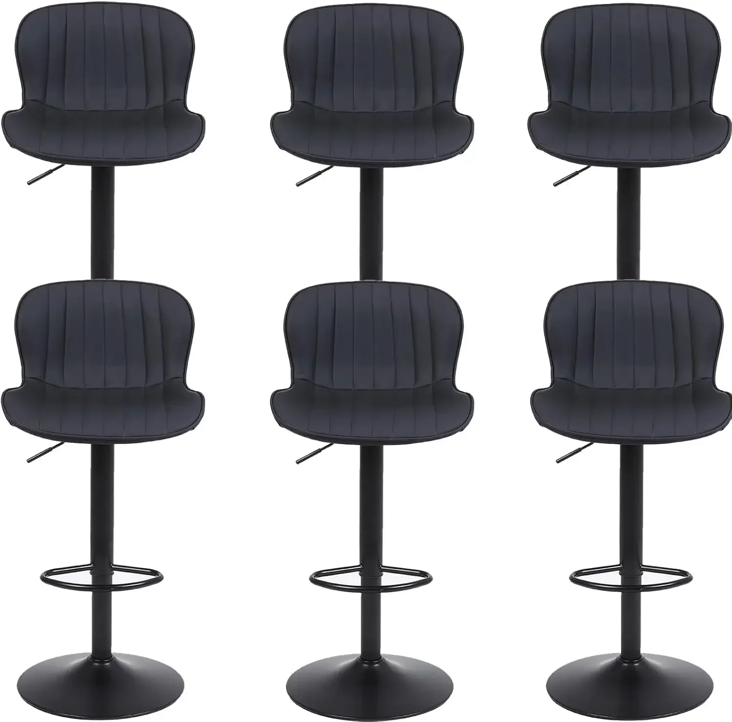Bar Stools Set of 6 - Modern Bar Counter Height Barstools, Faux PU Leather Bar Chairs , Adjustable, Kitchen, Dining Room, Black
Bar Stools Set of 6 - Modern Bar Counter Height Barstools, Faux PU Leather Bar Chairs , Adjustable, Kitchen, Dining Room, Black