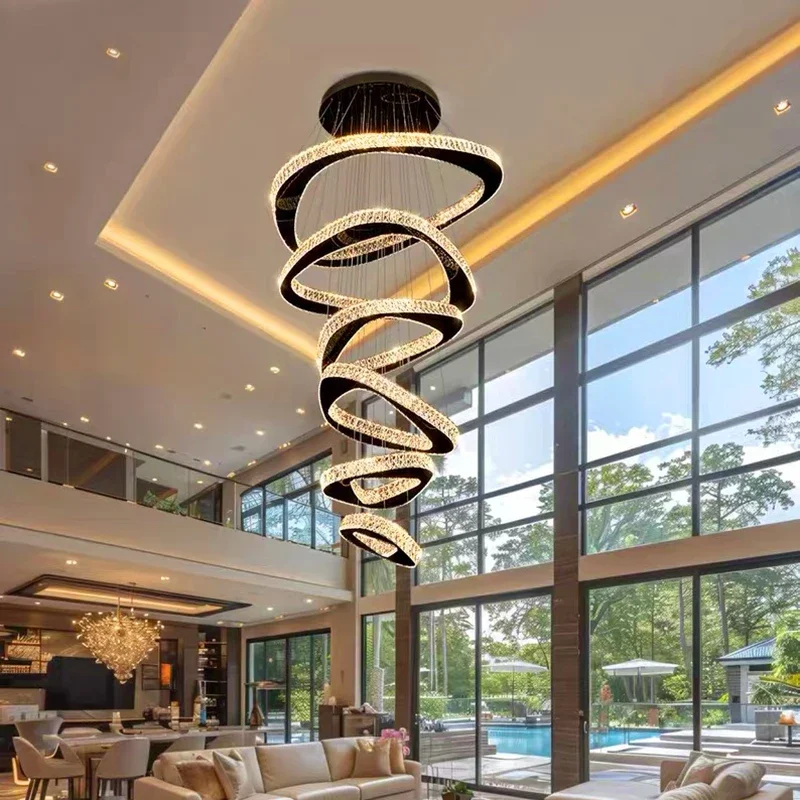 Modern Triangle Hollow Circular Ring Design Crystal Led Pendant Lamp Dimmable for Hotel Living Room Villa Art Stair Chandelier
Modern Triangle Hollow Circular Ring Design Crystal Led Pendant Lamp Dimmable for Hotel Living Room Villa Art Stair Chandelier
