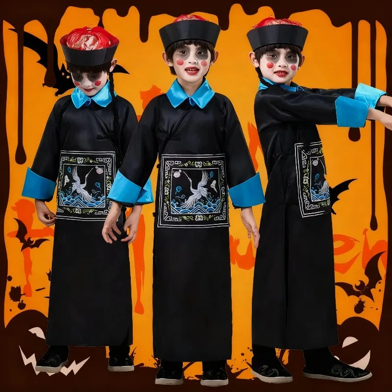 Children's Qing Dynasty Zombie Cosplay Outfit Halloween Party Costume with Hat and Satin Robe Halloween Kids Vampire
Children's Qing Dynasty Zombie Cosplay Outfit Halloween Party Costume with Hat and Satin Robe Halloween Kids Vampire