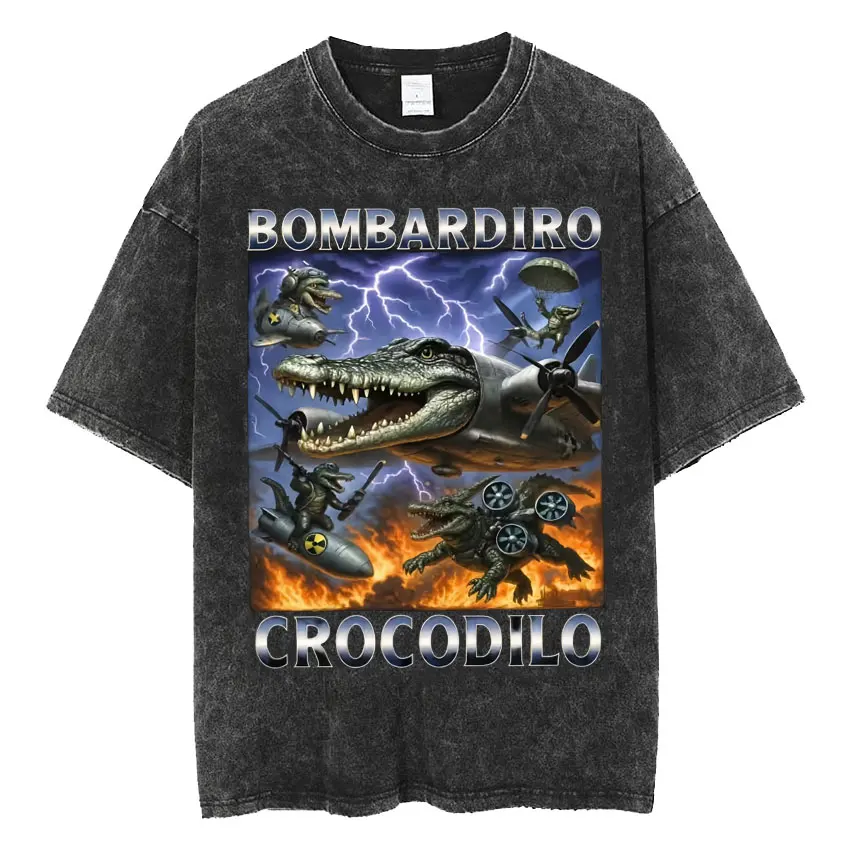 Bombardiro Crocodilo Funny Crocodile Plane Bomber Meme T Shirts Men Women Fashion Humor Style Vintage Washed Oversized T-shirts
Bombardiro Crocodilo Funny Crocodile Plane Bomber Meme T Shirts Men Women Fashion Humor Style Vintage Washed Oversized T-shirts