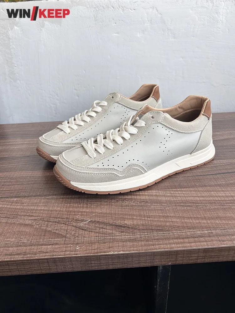 Retro Design Mens Breathable Lace Up Splicing Suede Sneakers Comfortable Platform Running Trainers Handmade Sport Jogging Shoes
Retro Design Mens Breathable Lace Up Splicing Suede Sneakers Comfortable Platform Running Trainers Handmade Sport Jogging Shoes