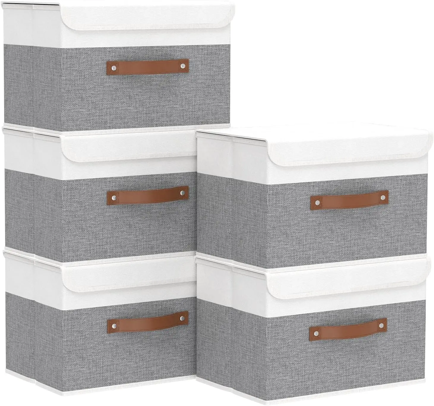 Linen Fabric Storage Boxes with Lids, 5-Pack, Washable Cube Organizer Bins with Leather Handles, Foldable for Closet, 15x9.8x9.8
Linen Fabric Storage Boxes with Lids, 5-Pack, Washable Cube Organizer Bins with Leather Handles, Foldable for Closet, 15x9.8x9.8