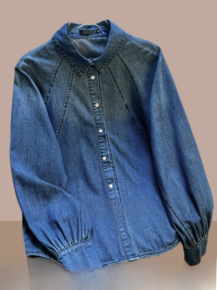Women's Long Sve Denim irt Spring Autumn Versatile Turn-down Collar Jaet Top Korean Sle Commute Faion Tag Removed
Women's Long Sve Denim irt Spring Autumn Versatile Turn-down Collar Jaet Top Korean Sle Commute Faion Tag Removed