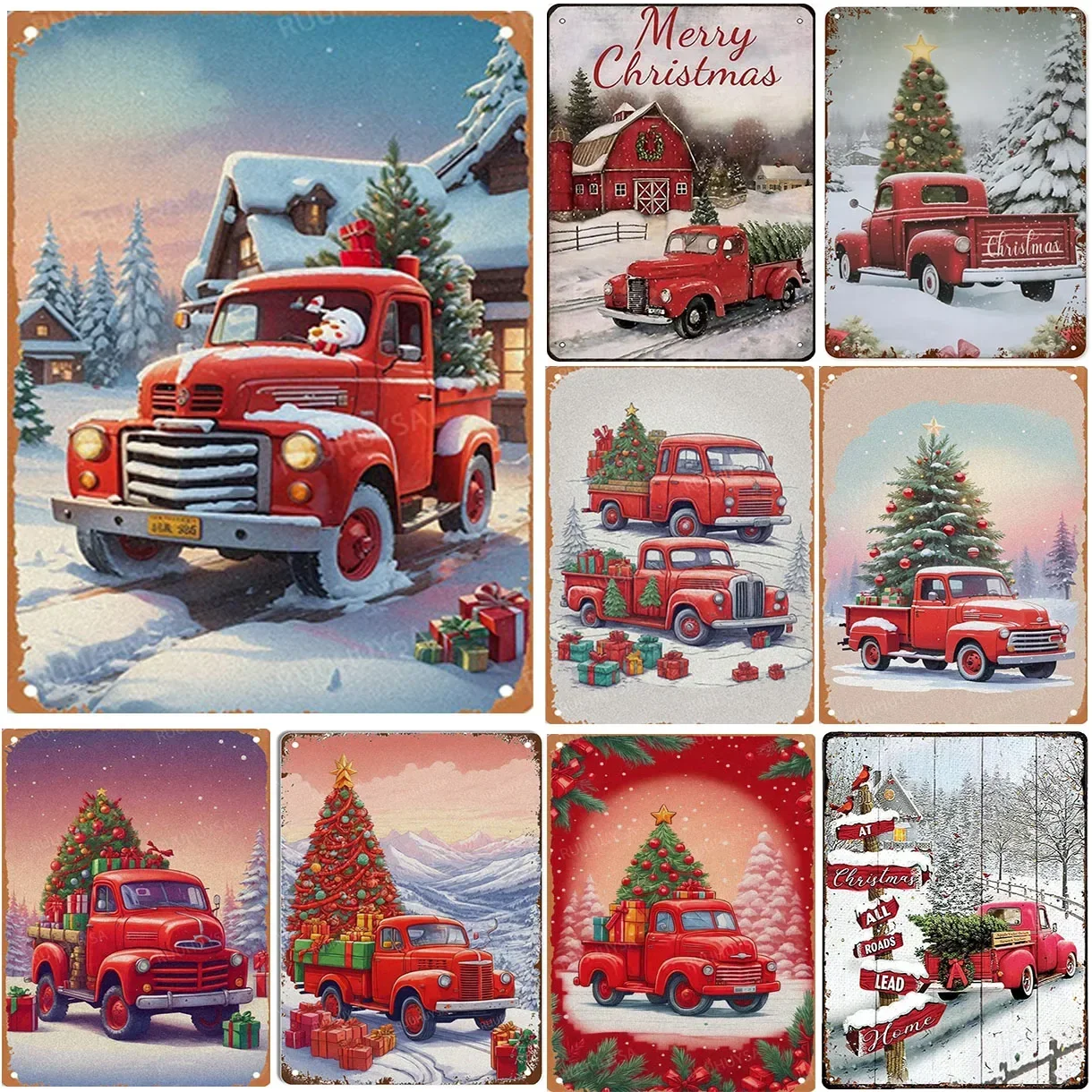 Metal Tin Signs Plaque Red Trucks Xmas Wall Decoration Vintage Art Posters Iron Painting for Man Cave Home Cafe Garden Club Bar
Metal Tin Signs Plaque Red Trucks Xmas Wall Decoration Vintage Art Posters Iron Painting for Man Cave Home Cafe Garden Club Bar
