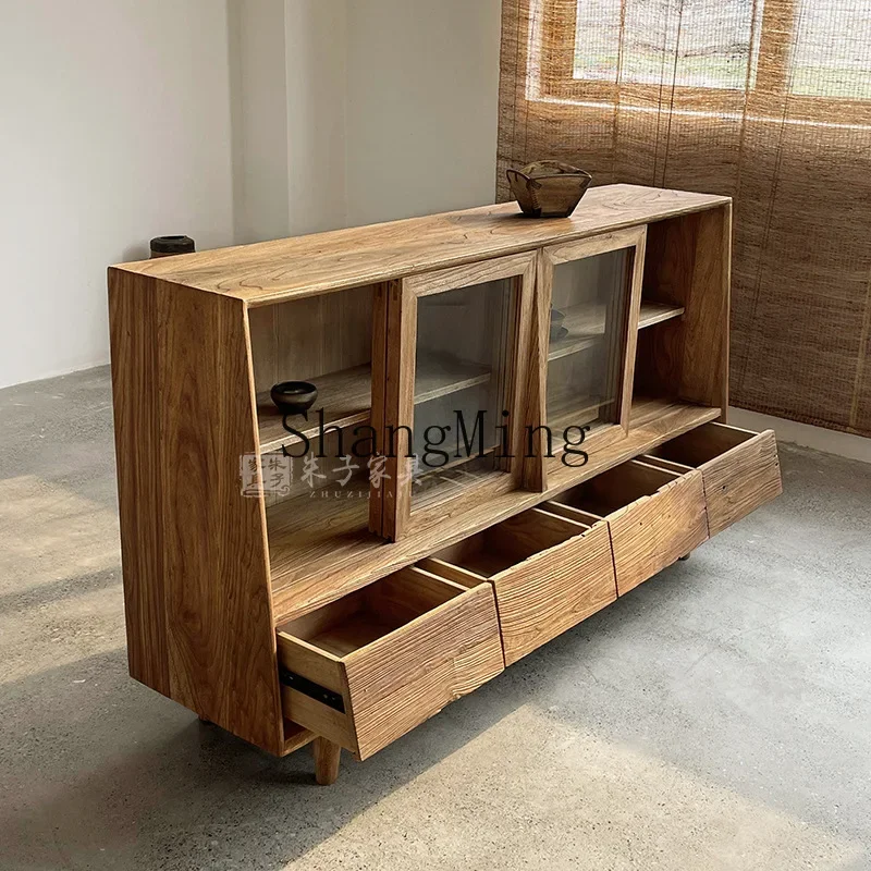 CLLaffordable luxury Wabi-sabi Wind Old Elm Sideboard Solid Wood Living Room Pantry Cabinet B&B Multifunctional Glass Storage Ca
CLLaffordable luxury Wabi-sabi Wind Old Elm Sideboard Solid Wood Living Room Pantry Cabinet B&B Multifunctional Glass Storage Ca