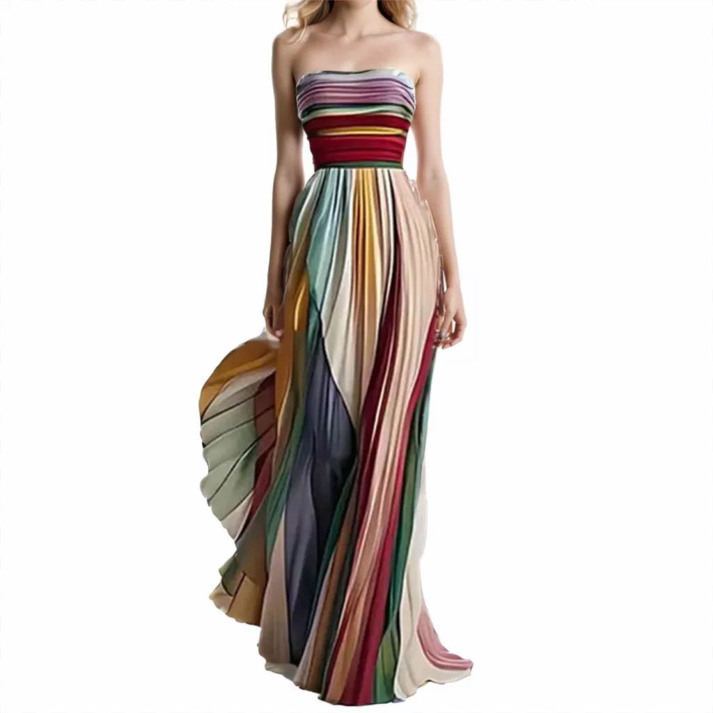 Chic Color Block Strapless Chiffon Long Dress
Chic Color Block Strapless Chiffon Long Dress