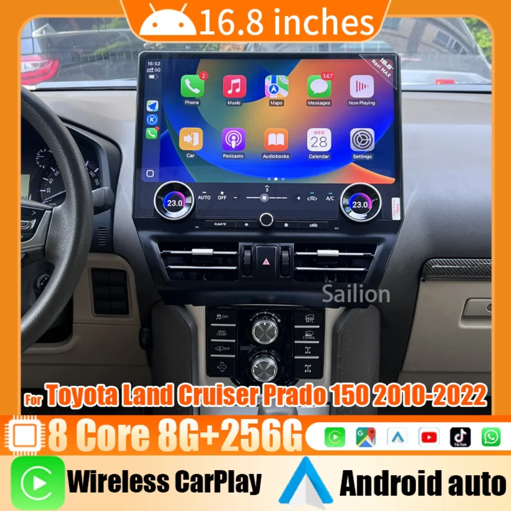 16.8" Qualcomm For Toyota Land Cruiser Prado 150 2010-2022 Android 13 Car Radio Multimedia Player Carplay Auto Hicar 4G Screen
16.8" Qualcomm For Toyota Land Cruiser Prado 150 2010-2022 Android 13 Car Radio Multimedia Player Carplay Auto Hicar 4G Screen