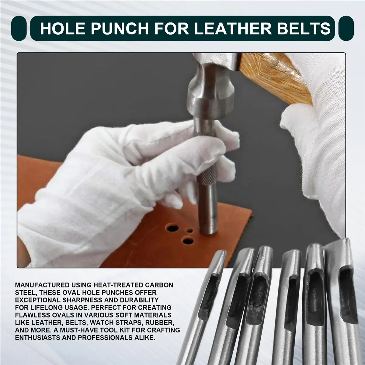 Y17A 6 Sizes Oval Hole Punch for Leather 6mm-10mm Hollow Leather Crafting Hand Punching Tool Kit for Leather Crafting
Y17A 6 Sizes Oval Hole Punch for Leather 6mm-10mm Hollow Leather Crafting Hand Punching Tool Kit for Leather Crafting