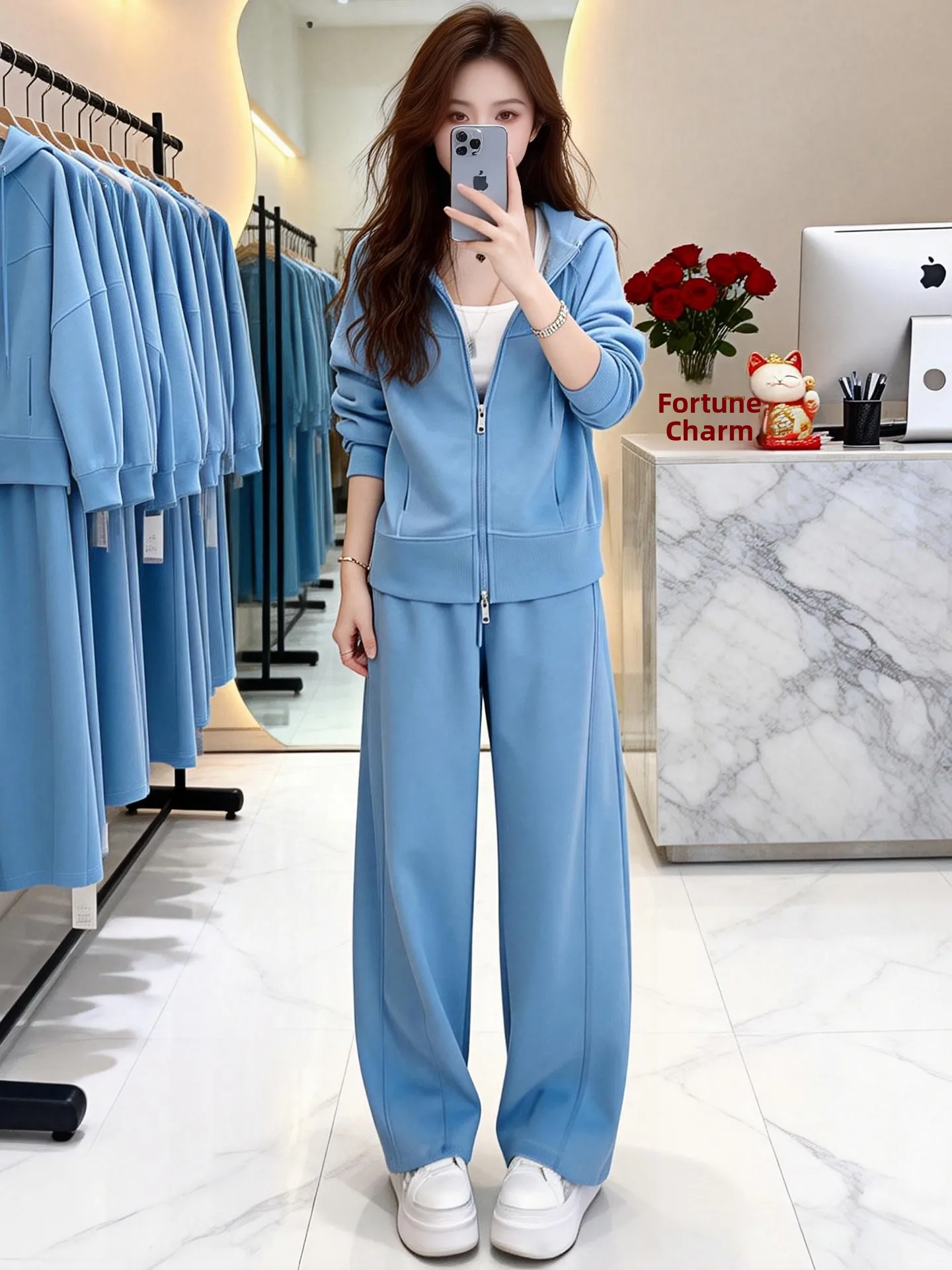 Fashionable Casual Sportswear Set Women's Spring Autumn New Hooded Cardigan Short Jacket Wide Leg Pants Two Piece Suit
Fashionable Casual Sportswear Set Women's Spring Autumn New Hooded Cardigan Short Jacket Wide Leg Pants Two Piece Suit