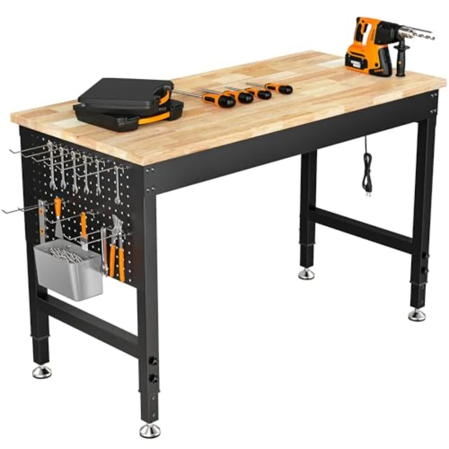 47.64" Adjustable Heavy Duty Workbench, 2000 LBS Load Capacity Rubber Wood Work Table with Pegboard, Power Outlets, Work Bench
47.64" Adjustable Heavy Duty Workbench, 2000 LBS Load Capacity Rubber Wood Work Table with Pegboard, Power Outlets, Work Bench
