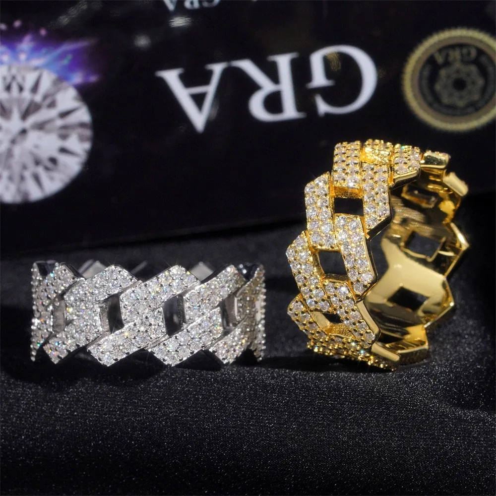 Hip Hop Cuban Link Ring Bling Iced Out 2 Row Full Moissanite Ring Hip Hop Engagement Band Ring 925 Sterling Silver for Women Men
Hip Hop Cuban Link Ring Bling Iced Out 2 Row Full Moissanite Ring Hip Hop Engagement Band Ring 925 Sterling Silver for Women Men