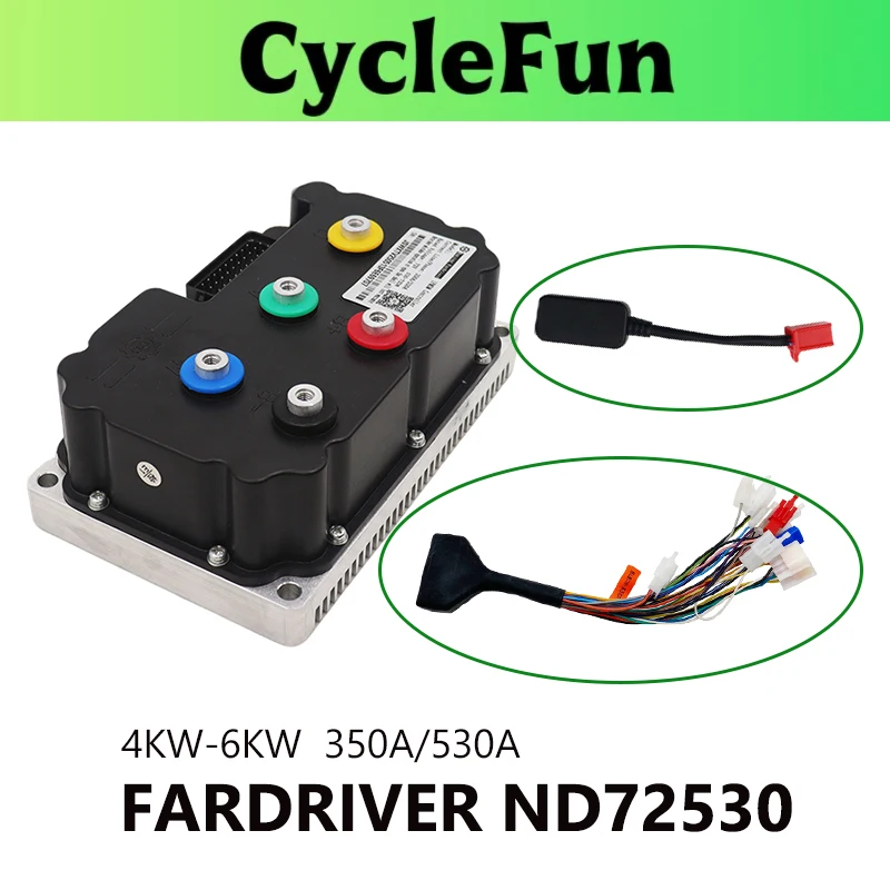 FarDriver 4KW-6KW ND72530 DC Sine Wave Controller 350A-530A With Bluetooth For Electric Motorcycle Scooter Dirt Bike Accessories
FarDriver 4KW-6KW ND72530 DC Sine Wave Controller 350A-530A With Bluetooth For Electric Motorcycle Scooter Dirt Bike Accessories