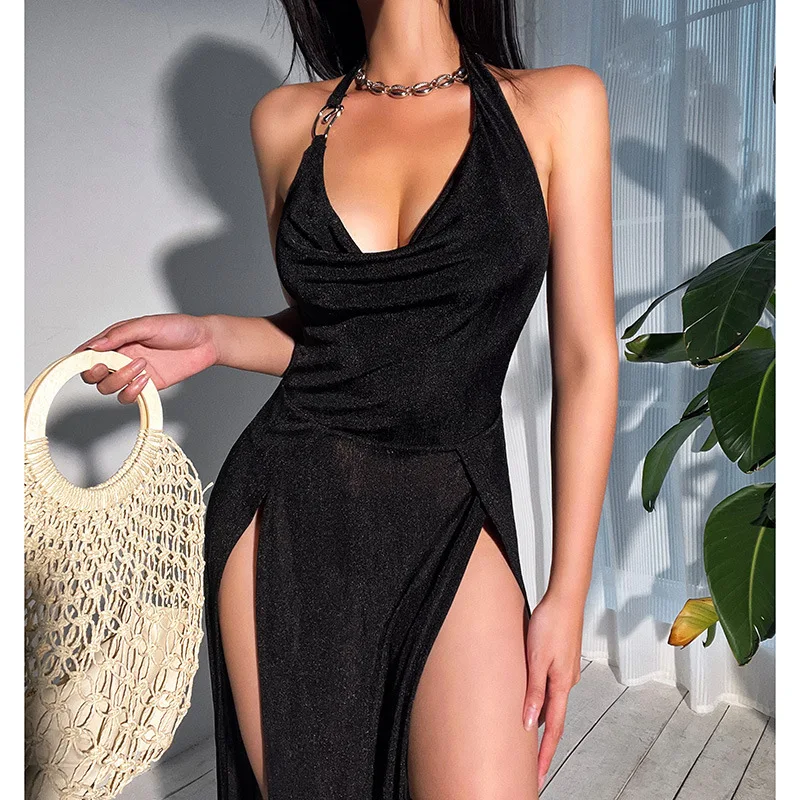 2022 Women Halter Dress Sexy Off Shoulder Slim Summer Backless Dresses Elegant Club Party Dresses Beachwear Holiday Black Slit
2022 Women Halter Dress Sexy Off Shoulder Slim Summer Backless Dresses Elegant Club Party Dresses Beachwear Holiday Black Slit