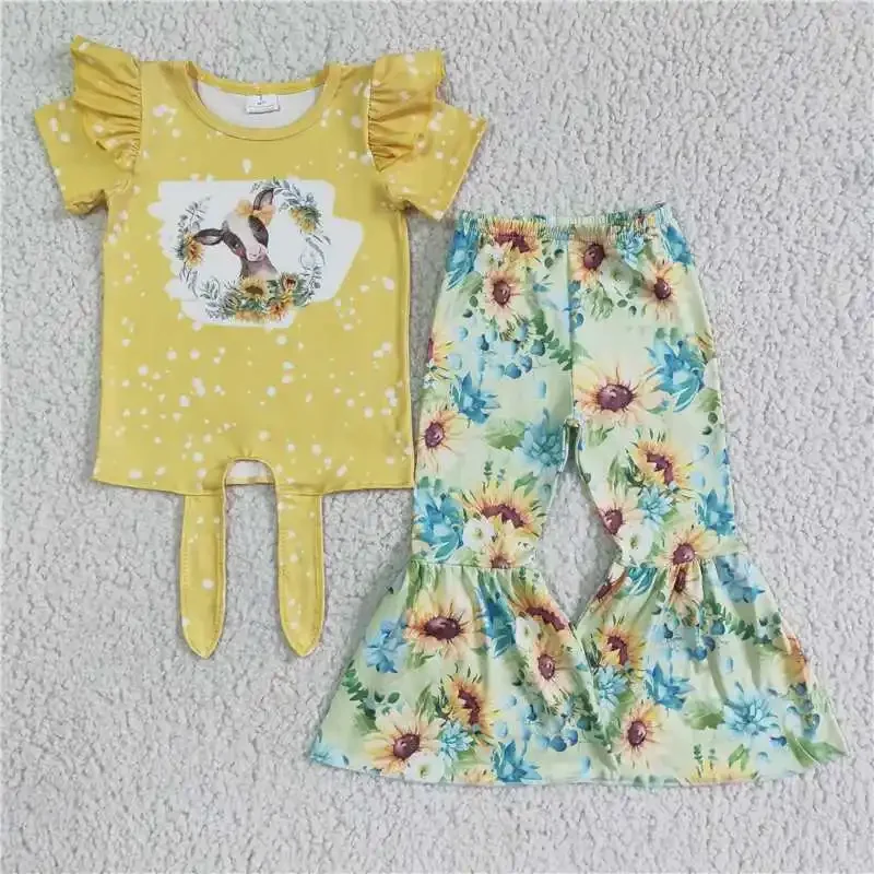 RTS 2022 Fashion Toddlers Western Baby Girls New Design Yellow Cows Flowers Sleeves Cotton Short Shirt Print Boutique Outfits
RTS 2022 Fashion Toddlers Western Baby Girls New Design Yellow Cows Flowers Sleeves Cotton Short Shirt Print Boutique Outfits