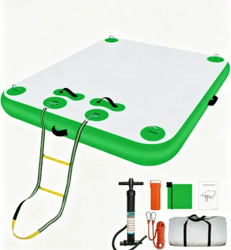 Customization of floating platform for floating yoga mat on floating raft of inflatable floating dock.
Customization of floating platform for floating yoga mat on floating raft of inflatable floating dock.