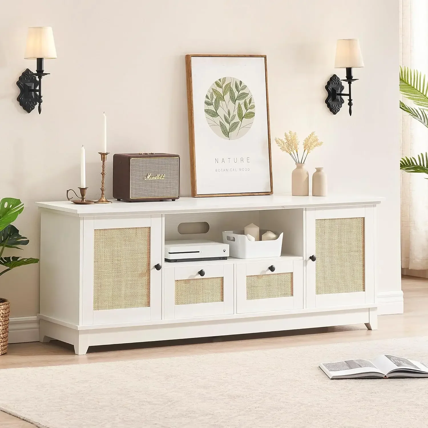 TV Stand for 65+ Inch TV, Rattan Entertainment Center TV Console Cabinet Furniture for Living Room (White Desktop)
TV Stand for 65+ Inch TV, Rattan Entertainment Center TV Console Cabinet Furniture for Living Room (White Desktop)
