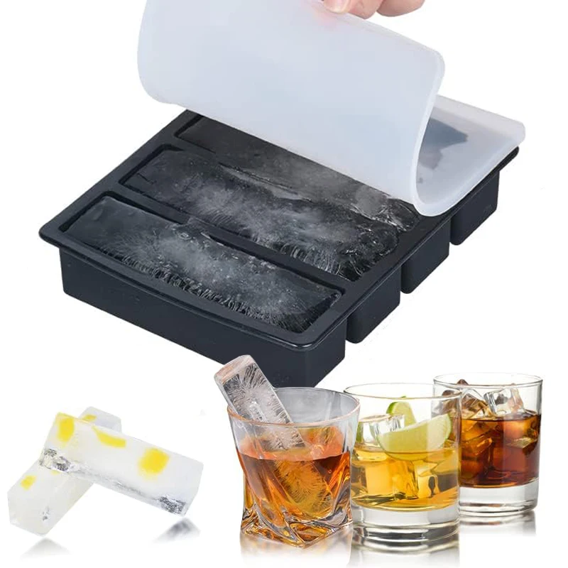 4 Grid Big Ice Tray Long Strip Square Whiskey Ice Cubes Silicone Mold With Lid Non-toxic Durable Pub Wine Ice Blocks Maker Model
4 Grid Big Ice Tray Long Strip Square Whiskey Ice Cubes Silicone Mold With Lid Non-toxic Durable Pub Wine Ice Blocks Maker Model