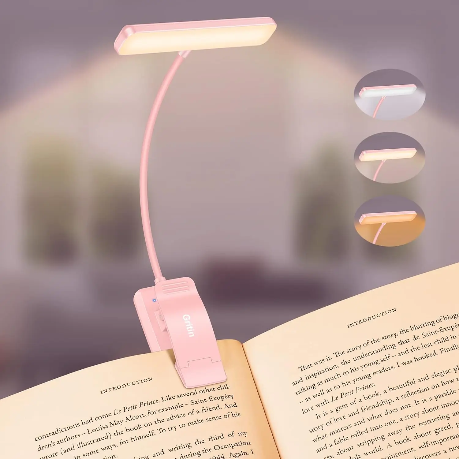 19 LED Rechargeable Book Light with Memory, 3 Color Temperatures, Stepless Dimming, 80 Hrs Runtime for Reading in Bed - Pink
19 LED Rechargeable Book Light with Memory, 3 Color Temperatures, Stepless Dimming, 80 Hrs Runtime for Reading in Bed - Pink