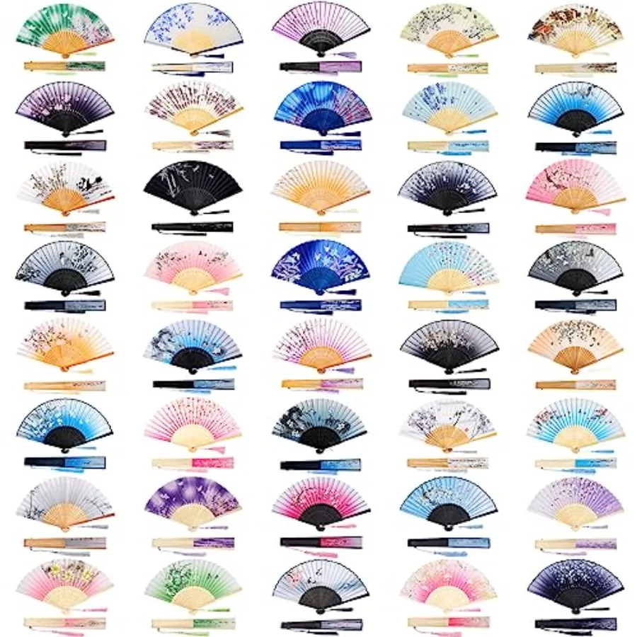 40 Pcs Floral Hand Fans for Line Dancing Chinese Vintage Style Silk Clap Folding Fan Bamboo Framed Fabric Silk with Elegant Tas
40 Pcs Floral Hand Fans for Line Dancing Chinese Vintage Style Silk Clap Folding Fan Bamboo Framed Fabric Silk with Elegant Tas